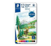 STAEDTLER Matite colorate di alta qualità per artisti, Mina morbida e tenera da 3 mm, in scatola di metallo con 12 colori assortiti, 146C M12