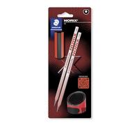 STAEDTLER Matite HB da disegno NORIX per schizzi e scrittura, include 2 matite HB, temperino e gomma in corallo, set da 4, 181 SBK2-2