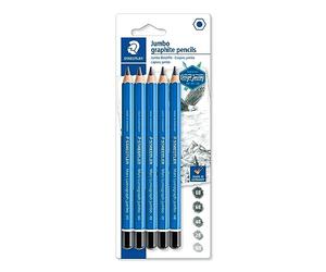 STAEDTLER Matite jumbo Mars Lumograph 100J - Set da 5, 8B-HB | Diametro della mina 5,3 mm, mina resistente alla rottura - per il disegno, assortiti - Codice articolo 100J-S BK5