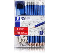 Staedtler Matite Norica Graphite HB2 Graphic 101 pezzi 50 matite + 1 temperamatite + 50 tappi di gomma HB