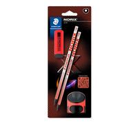 STAEDTLER Matite HB da disegno NORIX per schizzi e scrittura, include 2 matite HB, temperino e gomma in corallo, set da 4, 181 SBK2-2