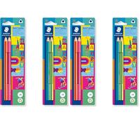 STAEDTLER Matite triangolari spesse Noris jumbo Happy in strisce colorate, elevata resistenza alla rottura, durezza 2B, 2 matite in cartoncino, 119 BK2 HA (Confezione da 2)