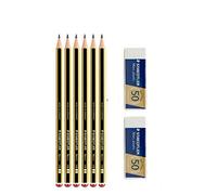 Staedtler Matite Noris 120 HB – Set 6 matite grafite + 2 gomme Mars plastic 526 50