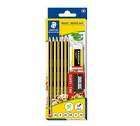 STAEDTLER Noris 120 Set per sketch - 6 matite, gomma & temperamatite | 5 gradi di durezza, legno riciclato, PEFC - per disegno & schizzi - Art.-Nr. 61 120 C6