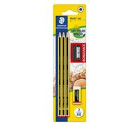 STAEDTLER Matite Noris, HB, esagonali, set di 3 matite incredibilmente infrangibili, 1 temperino, 1 gomma, alta qualità Made in Germany, 120 SBK3P1