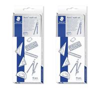 STAEDTLER Noris 557 10 - Set per matematica con contenitore, con bussola, righello, goniometro e squadre, confezione da 2
