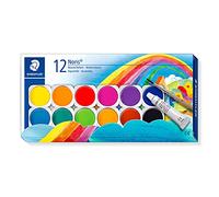 STAEDTLER Noris 888 Set acquerelli - 12 colori + bianco coprente | Acquerelli facili da mescolare con tavolozza & pennello, valigetta - per scuola - Art.-Nr. 888 NC12