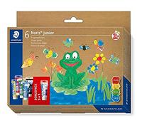 STAEDTLER Noris colori a dita, set di 6 colori differenti, ideali per carta, cartone, legno, vetro e specchi, barattoli da 100 ml, 8816 D