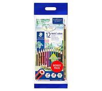 Staedtler Noris Colour - Colori a Matita Cancellabili, Set Matite da Disegno di 12 Pezzi, Matite Colorate per Cancelleria Scuola Ufficio e Cartoleria, Matite Triangolari per Bambini, Colori Assortiti