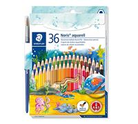 Staedtler Noris Colour - Matite Acquerellabili con Pennello, Utilizzabili Anche a Secco, Matite Colorate Bambini, Colori a Matita, Set Matite da Disegno per Cancelleria Scuola e Cartoleria, 36 Pezzi