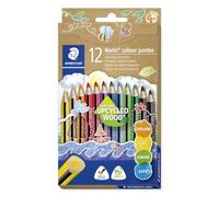 STAEDTLER Noris Jumbo 188 matite colorate - Set da 12, spesse | Forma triangolare ergonomica, legno riciclato, superficie antiscivolo - per bambini - Codice articolo 188 C12