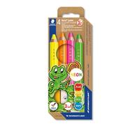 STAEDTLER Noris junior 140 matite colorate 3 in 1 - set da 4 con temperino | Matite colorate, a cera e acquerellabili, mina extra spessa - per bambini - Codice articolo 140 C4P1