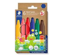 STAEDTLER Noris junior 329 pennarelli - set da 6, 2,5 mm | Pennarelli a punta in fibra, forma esagonale adatta alle manine dei bambini - lavabili - Codice articolo 329 C6