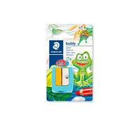 STAEDTLER Noris Junior 514 Temperamatite - per matite spesse, 14 mm | Temperamatite in plastica con protezione per la lama, adatto ai bambini - turchese/giallo sole - cod. art. 514 10 BK