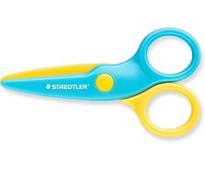 Staedtler Noris Junior 965 40 BK - Forbici di sicurezza per destrorsi per bambini dai 2 anni in su, Blu/Giallo, Confezione da 1