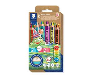 STAEDTLER Noris junior Duo 1402 Matita per bambini, matita colorata e acquerellabile, mina bicolore, extra resistente alla rottura, ideale per i bambini, 1402 C6