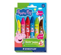 STAEDTLER Noris junior pastelli a cera Peppa Pig set da 6 - pastelli spessi per colorare grandi superfici e tecniche creative - pastelli ergonomici per le piccole mani