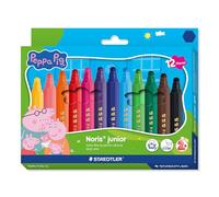 STAEDTLER Noris junior pennarelli Peppa Pig set da 12 - pennarelli con punta extra spessa per colorare grandi superfici - pennarelli lavabili per bambini con formato ergonomico