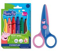 STAEDTLER Noris junior Peppa Wutz set con 6 pennarelli in fibra e forbici per bambini con punte arrotondate per i primi esercizi di crafting