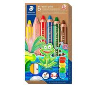 Staedtler Noris Junior - Set di 6 matite colori 3 in 1 extra-spessori con temperino omaggio