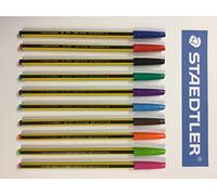 Staedtler Noris Stick 434M 1mm Penna a sfera Set 10pcs colori classici (blu, rosso, nero, verde) colori vivaci (blu, fuxia, viola, marrone, arancione, verde chiaro)