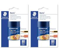 Staedtler Noris, temperino a due fori con serbatoio, colore blu, 512 002BKD (Confezione da 2)