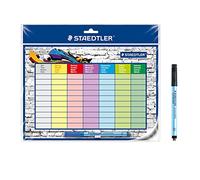 Staedtler Orario, Autoadesivo e Riutilizzabile, cancellabile a Secco, Include Lumocolor correggibile in Blu e Nero, Clip per Penna, Lettere Stampate, Stundenplaner, 641 SP2X ST