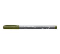 STAEDTLER Penna a pennello Pigment 371 - Verde oliva scuro, 10 pezzi | Punta a pennello, inchiostro Multi Ink, resistente all’acqua e alla luce - Adulti - Codice articolo 371-579