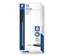 Staedtler Penna a sfera triangolare, inchiostro nero, larghezza linea F circa 0,7 mm, per scrittura rilassata, 10 penne a sfera nere in astuccio di cartone, 4320 F-9