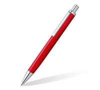 STAEDTLER Penna a sfera triplus 444 M, colore rosso Roaring Red, corpo in metallo di alta qualità a forma triangolare ergonomica, mina grande M, inchiostro blu, 444 M02-3