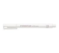 Staedtler Penna metallica con punta rotonda in fibra, larghezza 1-2 mm, coprente su carta chiara e scura, facile da pulire su superfici lisce, 10 penne, bianco, 8323-0