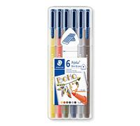 Staedtler Pennarelli triplus, my colours Set Boho, fusto triangolare ergonomico, larghezza linea 1 mm, lunga durata, 6 penne a punta in fibra color boho in scatola regolabile 323SB6CS13
