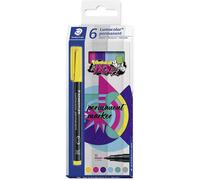 STAEDTLER Lumocolor 317 C6 - Pennarello permanente ART, per quasi tutte le superfici, indelebile e impermeabile, larghezza linea: 1,00 mm, lunga durata, 6 pennarelli universali in colori assortiti