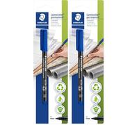 STAEDTLER Pennarello permanente Lumocolor, blu, larghezza linea circa 1,0 mm, resistente alle sbavature e all'acqua, prodotto in Germania, ricaricabile, lunga durata, 1 penna universale blu su carta