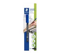 STAEDTLER Pennarello permanente Lumocolor, blu, larghezza linea circa 1,0 mm, resistente alle sbavature e all'acqua, prodotto in Germania, ricaricabile, lunga durata, 1 penna universale blu su carta