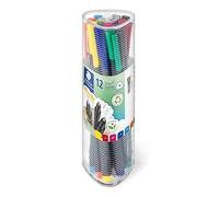 STAEDTLER penne colorate Triplus fineliner, punta fine rinforzata 0.3 mm, fusto ergonomico, confezione da 12 fineliner, colori assortiti, 334 PR12 ST
