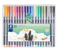 Staedtler Penne Colorate Triplus Fineliner, Punta Fine Rinforzata in Metallo 0.3 Mm, Tratto Sottile, Fusto Triangolare Ergonomico, Colori Brillanti, Confezione da 20 Fineliner, 334 Sb20, Grigio