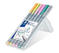 STAEDTLER penne colorate Triplus fineliner, tinte pastello, punta fine rinforzata in metallo 0.3 mm, 6 fineliner, ideali per bambini, 334 SB6CS1, 6 Pezzi