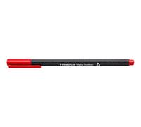 STAEDTLER penne rosse Triplus fineliner, punta fine rinforzata in metallo 0.3mm, tratto sottile, fusto triangolare ergonomico, colori brillanti ideali per bambini, confezione da 10 fineliner, 334-2