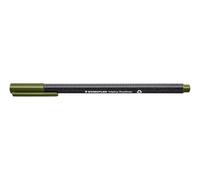 STAEDTLER penne verde oliva Triplus fineliner, punta fine rinforzata in metallo 0.3 mm, fusto triangolare ergonomico, confezione da 10 fineliner, 334-57