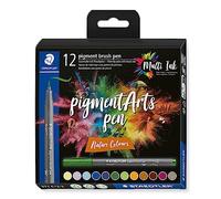 STAEDTLER 371 C12-3 Pigment Arts Brush Pen - Assorted Nature Colours (Pack of 12