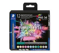 STAEDTLER 371 C12-2 Pigment Arts Brush Pen - Assorted Pastel Colours (Pack of 12