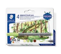 STAEDTLER Pigment Brush Pen 371 - Set da 4, Design Journey | Punta a pennello, inchiostro Multi Ink, resistente alla luce e all’acqua - per adulti - Codice articolo 371 BK4-3