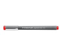 Staedtler Pigment Liner, rosso, larghezza linea 0,5 mm, inchiostro pigmentato per documenti, punta lunga in metallo, lunga durata, 10 fineliner in scatola di cartone, 308 05-2