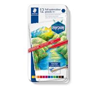 STAEDTLER pure colour matite acquerellabili 12 pezzi astuccio metallo | Dissolvibili con acqua, mina a colori piena con diametro di 7 mm - effetti brillanti - cod. art. 14610G M12