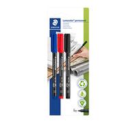 Staedtler Rotulador Permanente 317-S-BK3D - 1mm, 3 Unidades, Rosso/Nero/Blu