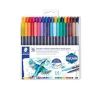 STAEDTLER - Set 36 Pennarelli Doppia Punta per Effetto Acquerello, Pennarelli Punta Fine e Punta Pennello Flessibile - Pennarelli Acquerellabili Brush Pen e Penne Colorate per Disegno e Calligrafia