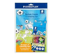 STAEDTLER Set Noris colour 185 con matite colorate e album da colorare a tema calcio, composto da 12 colori - Matite colorate per bambini e adulti, realizzate in legno riciclato, colori vivaci