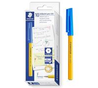 STAEDTLER Stick 430 F - Penna a sfera a punta fine, confezione da 100 pezzi, inchiostro blu