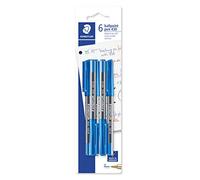 STAEDTLER stick 430 penna a sfera - blu, confezione da 6, M | Con cappuccio e clip, il sistema di compensazione della pressione evita perdite - affidabile - Codice articolo 430M3BK6D